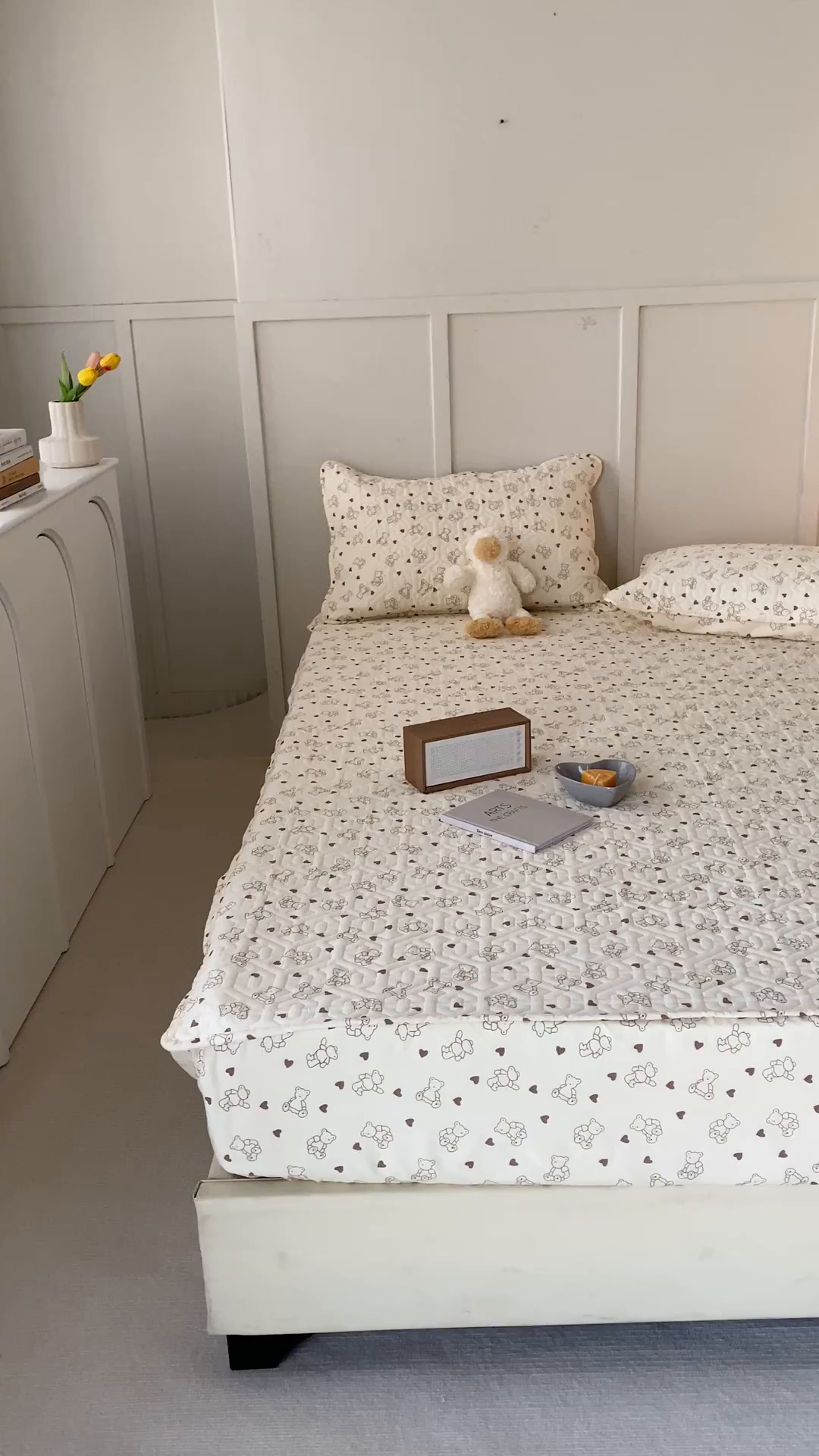 91家纺网 家纺一手货源 找家纺 忘忧草 2026新款清新简约全棉印花夹棉床笠 贝贝熊