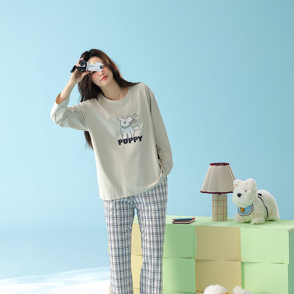 91家纺网 家纺一手货源 找家纺 （总）妍景家居生活馆 2026新款新疆棉圆领印花格子狗狗