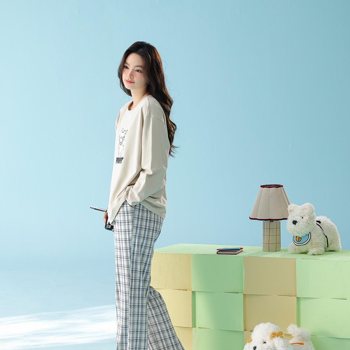 91家纺网 家纺一手货源 找家纺 （总）妍景家居生活馆 2026新款新疆棉圆领印花格子狗狗