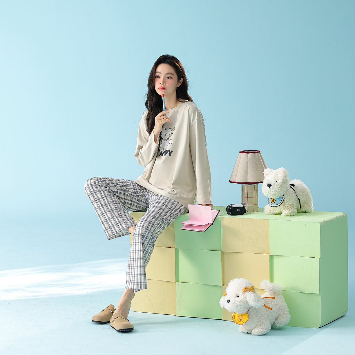 91家纺网 家纺一手货源 找家纺 （总）妍景家居生活馆 2026新款新疆棉圆领印花格子狗狗