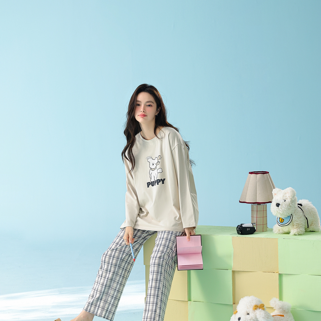 91家纺网 家纺一手货源 找家纺 （总）妍景家居生活馆 2026新款新疆棉圆领印花格子狗狗