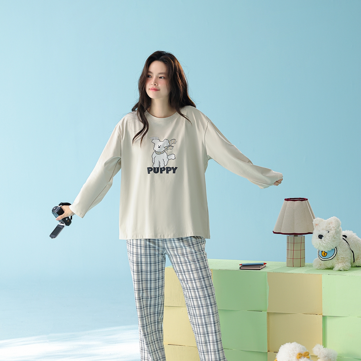 91家纺网 家纺一手货源 找家纺 （总）妍景家居生活馆 2026新款新疆棉圆领印花格子狗狗