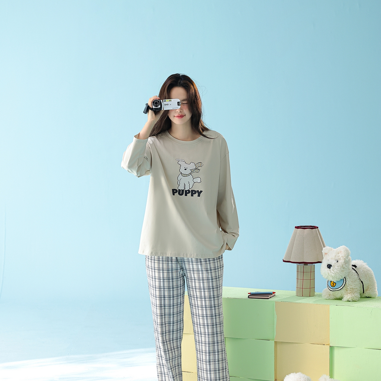 （总）妍景家居生活馆 2026新款新疆棉圆领印花格子狗狗