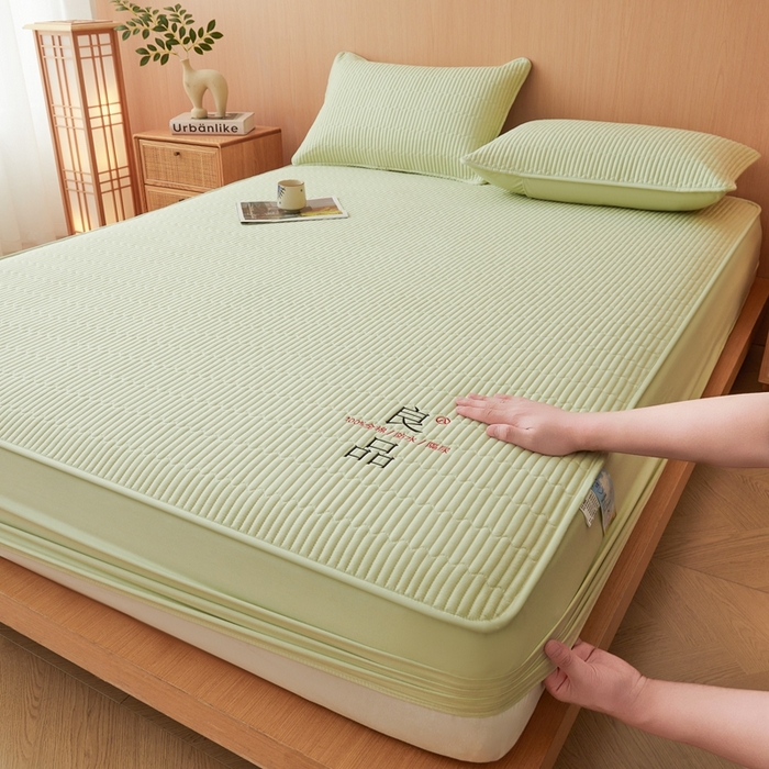 91家纺网 家纺一手货源 找家纺 邵依家纺 2026新款良品夹棉防水床笠纯棉床笠夹棉床笠 良品-橄榄绿