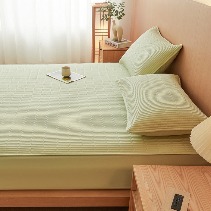 91家纺网 家纺一手货源 找家纺 邵依家纺 2026新款良品夹棉防水床笠纯棉床笠夹棉床笠 良品-橄榄绿