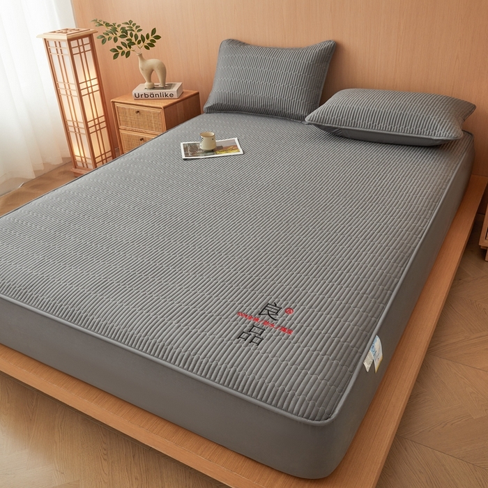 91家纺网 家纺一手货源 找家纺 邵依家纺 2026新款良品夹棉防水床笠纯棉床笠夹棉床笠 良品-石墨灰