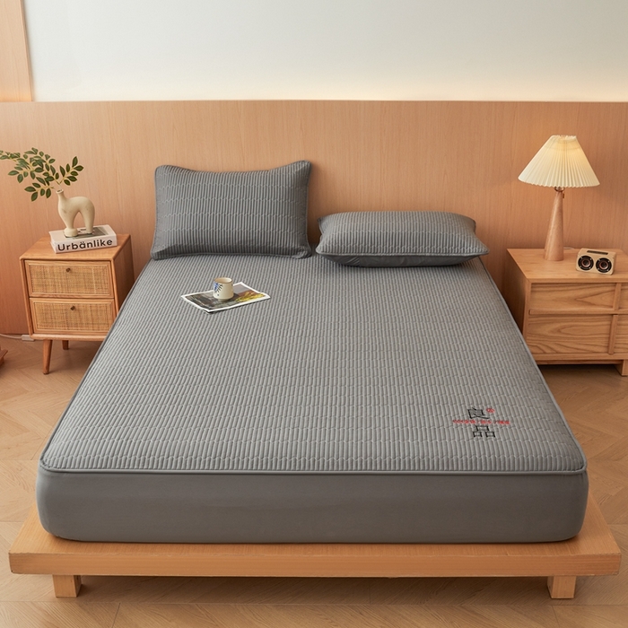 91家纺网 家纺一手货源 找家纺 邵依家纺 2026新款良品夹棉防水床笠纯棉床笠夹棉床笠 良品-石墨灰