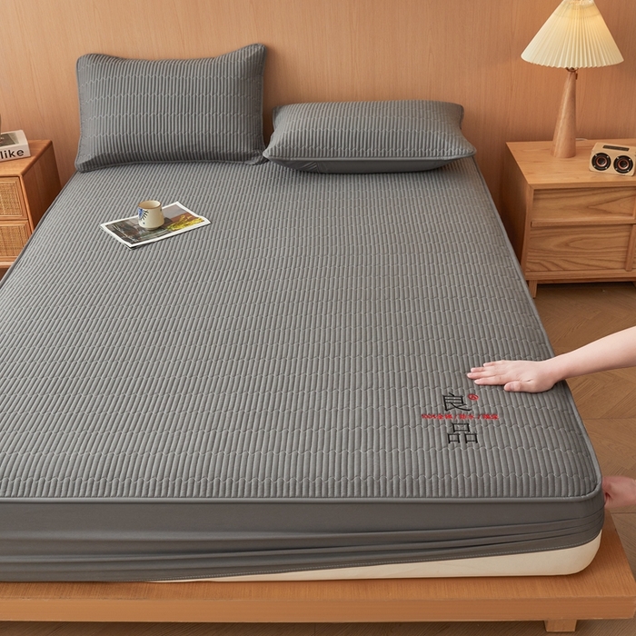 91家纺网 家纺一手货源 找家纺 邵依家纺 2026新款良品夹棉防水床笠纯棉床笠夹棉床笠 良品-石墨灰