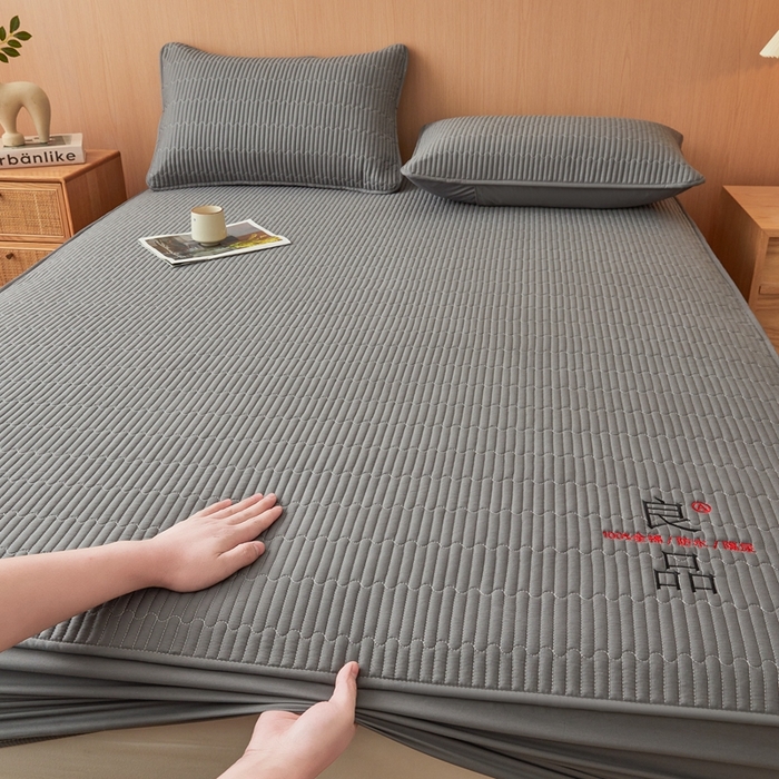 91家纺网 家纺一手货源 找家纺 邵依家纺 2026新款良品夹棉防水床笠纯棉床笠夹棉床笠 良品-石墨灰