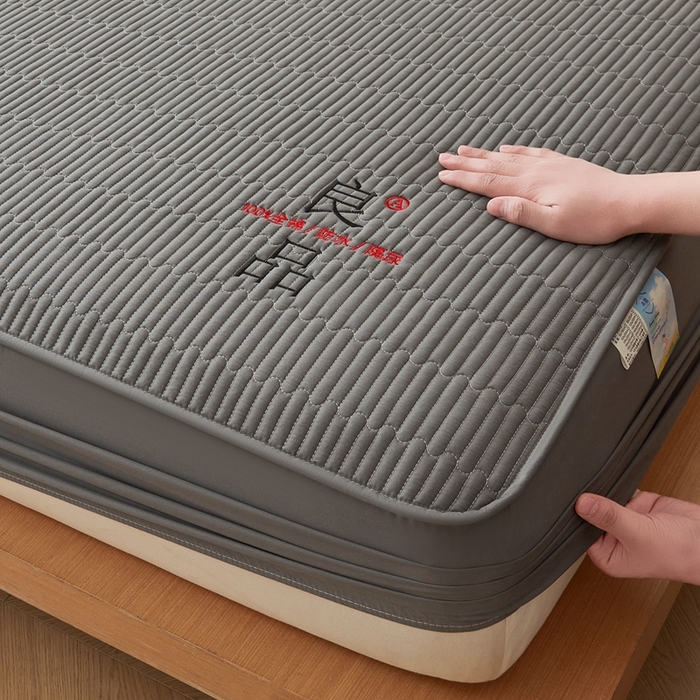 91家纺网 家纺一手货源 找家纺 邵依家纺 2026新款良品夹棉防水床笠纯棉床笠夹棉床笠 良品-石墨灰