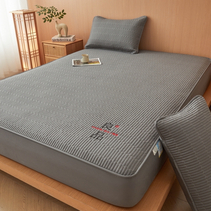 91家纺网 家纺一手货源 找家纺 邵依家纺 2026新款良品夹棉防水床笠纯棉床笠夹棉床笠 良品-石墨灰