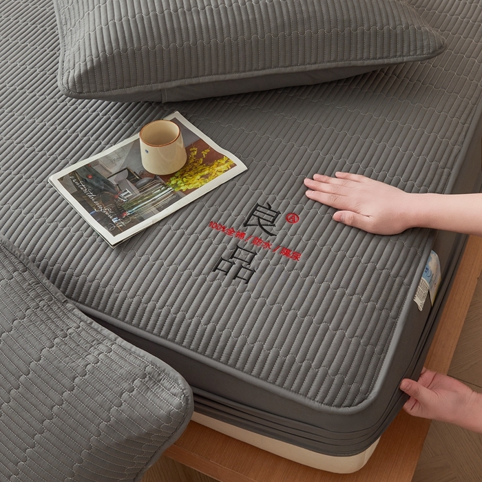 91家纺网 家纺一手货源 找家纺 邵依家纺 2026新款良品夹棉防水床笠纯棉床笠夹棉床笠 良品-石墨灰