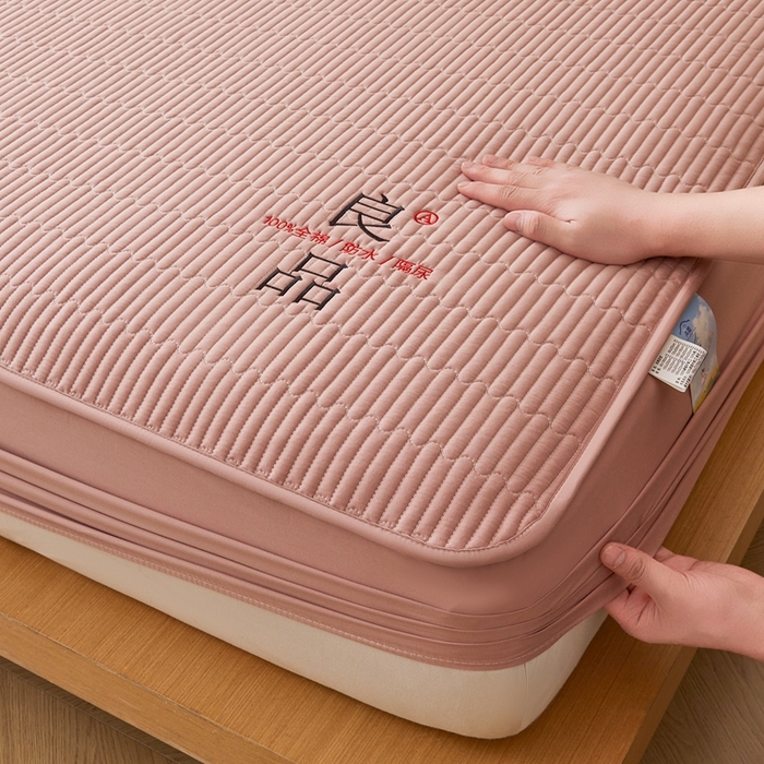 91家纺网 家纺一手货源 找家纺 邵依家纺 2026新款良品夹棉防水床笠纯棉床笠夹棉床笠 良品-胭脂红