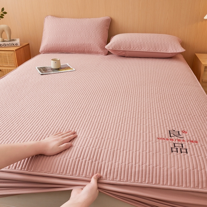 91家纺网 家纺一手货源 找家纺 邵依家纺 2026新款良品夹棉防水床笠纯棉床笠夹棉床笠 良品-胭脂红