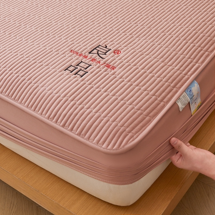 91家纺网 家纺一手货源 找家纺 邵依家纺 2026新款良品夹棉防水床笠纯棉床笠夹棉床笠 良品-胭脂红