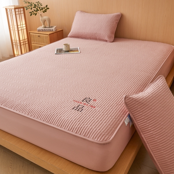 91家纺网 家纺一手货源 找家纺 邵依家纺 2026新款良品夹棉防水床笠纯棉床笠夹棉床笠 良品-胭脂红