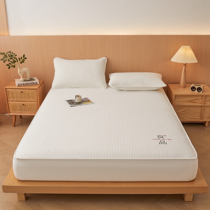 91家纺网 家纺一手货源 找家纺 邵依家纺 2026新款良品夹棉防水床笠纯棉床笠夹棉床笠 良品-珍珠白