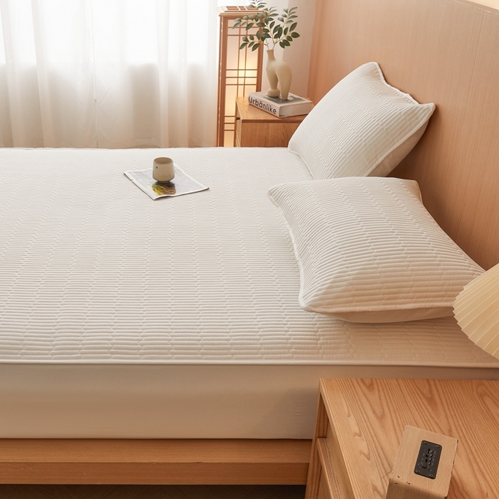 91家纺网 家纺一手货源 找家纺 邵依家纺 2026新款良品夹棉防水床笠纯棉床笠夹棉床笠 良品-珍珠白