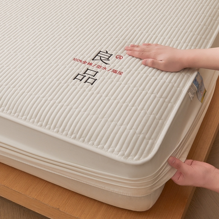 91家纺网 家纺一手货源 找家纺 邵依家纺 2026新款良品夹棉防水床笠纯棉床笠夹棉床笠 良品-珍珠白