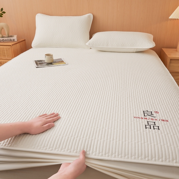 91家纺网 家纺一手货源 找家纺 邵依家纺 2026新款良品夹棉防水床笠纯棉床笠夹棉床笠 良品-珍珠白