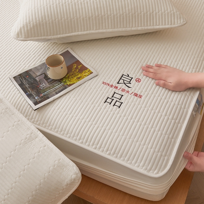 91家纺网 家纺一手货源 找家纺 邵依家纺 2026新款良品夹棉防水床笠纯棉床笠夹棉床笠 良品-珍珠白