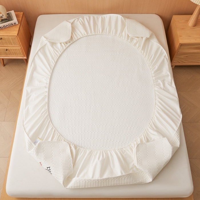 91家纺网 家纺一手货源 找家纺 邵依家纺 2026新款良品夹棉防水床笠纯棉床笠夹棉床笠 良品-珍珠白