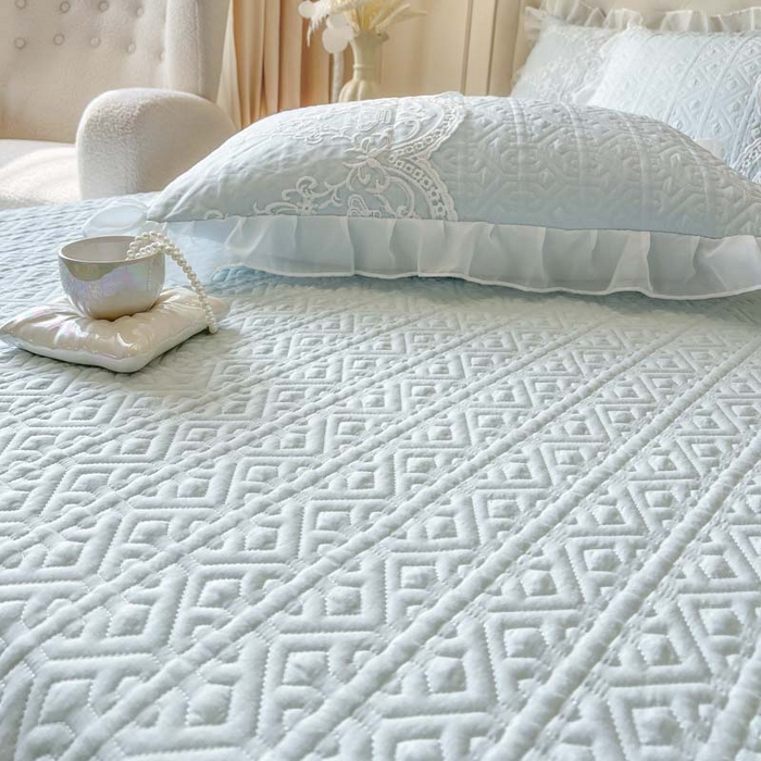 91家纺网 家纺一手货源 找家纺 恋尚 2026新款木凉淳浪漫蕾丝床裙三件套-米朵（控价115起） 米朵-浅蓝