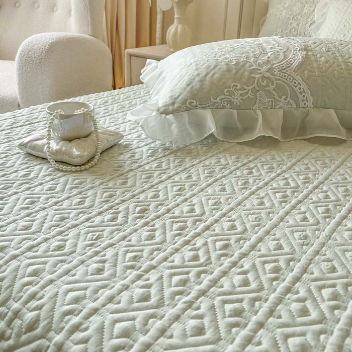 91家纺网 家纺一手货源 找家纺 恋尚 2026新款木凉淳浪漫蕾丝床裙三件套-米朵（控价115起） 米朵-水绿