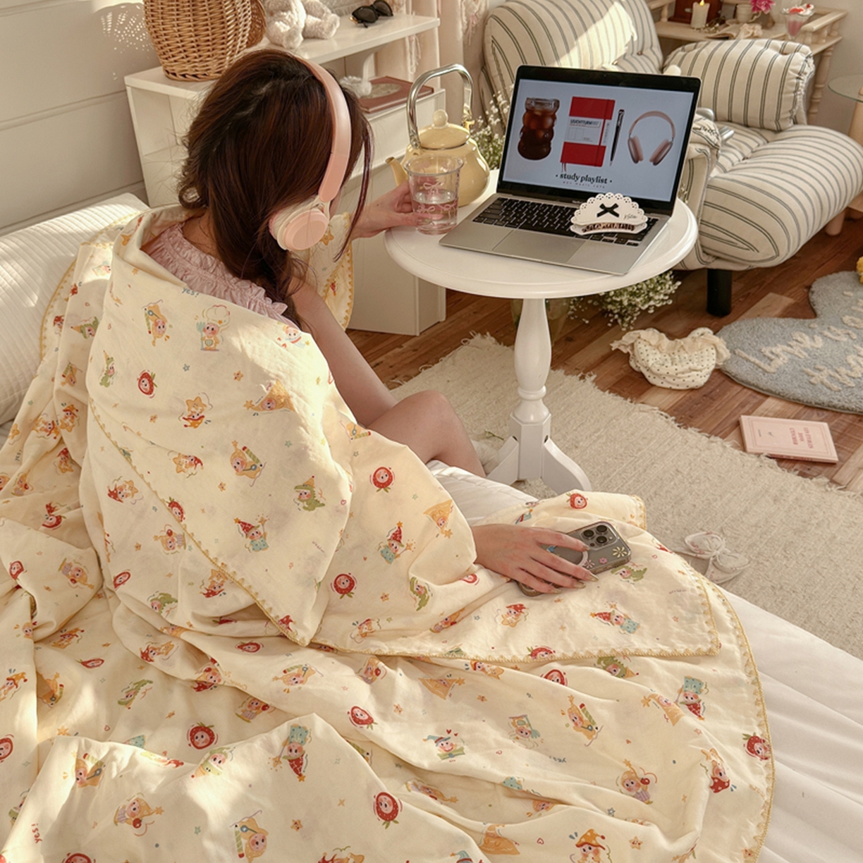 91家纺网 家纺一手货源 找家纺 （总）暖阳 2026新款全棉纯棉双层纱夏季毯盖毯毯子