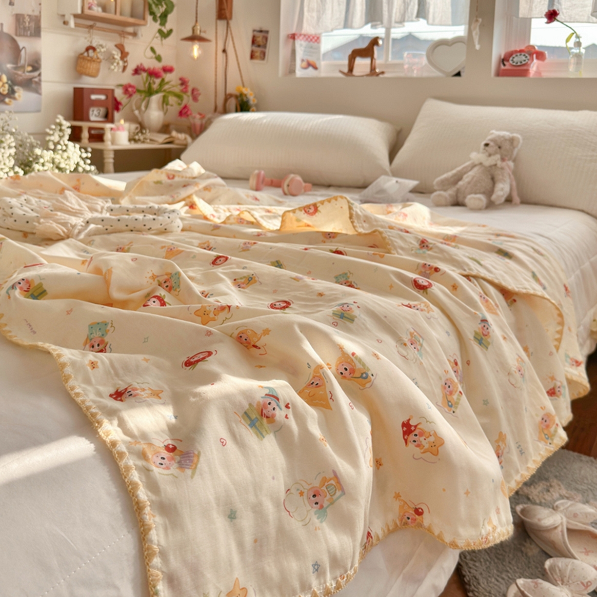 91家纺网 家纺一手货源 找家纺 （总）暖阳 2026新款全棉纯棉双层纱夏季毯盖毯毯子