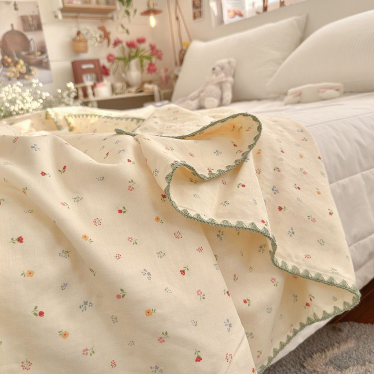 91家纺网 家纺一手货源 找家纺 暖阳 2026新款全棉纯棉双层纱夏季毯盖毯毯子 蝶扑衣