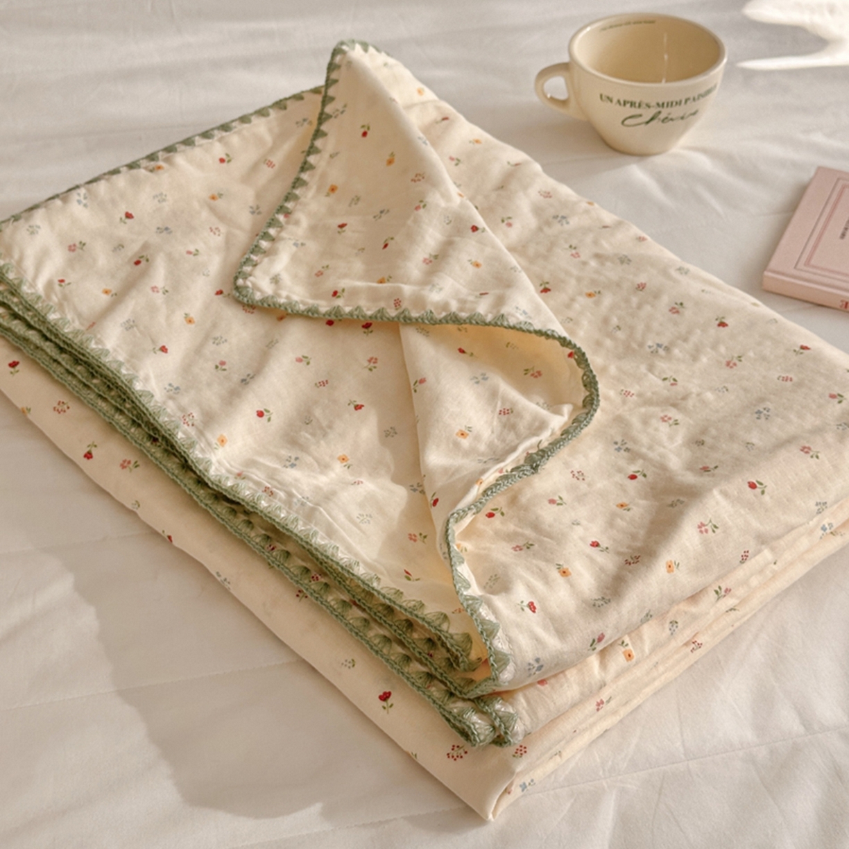 91家纺网 家纺一手货源 找家纺 暖阳 2026新款全棉纯棉双层纱夏季毯盖毯毯子 蝶扑衣