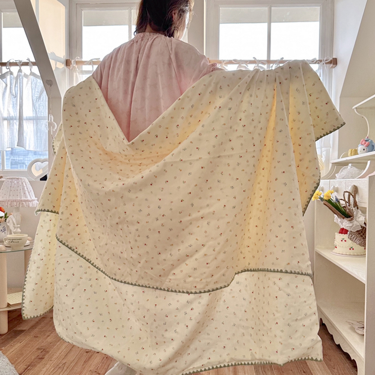 91家纺网 家纺一手货源 找家纺 暖阳 2026新款全棉纯棉双层纱夏季毯盖毯毯子 蝶扑衣