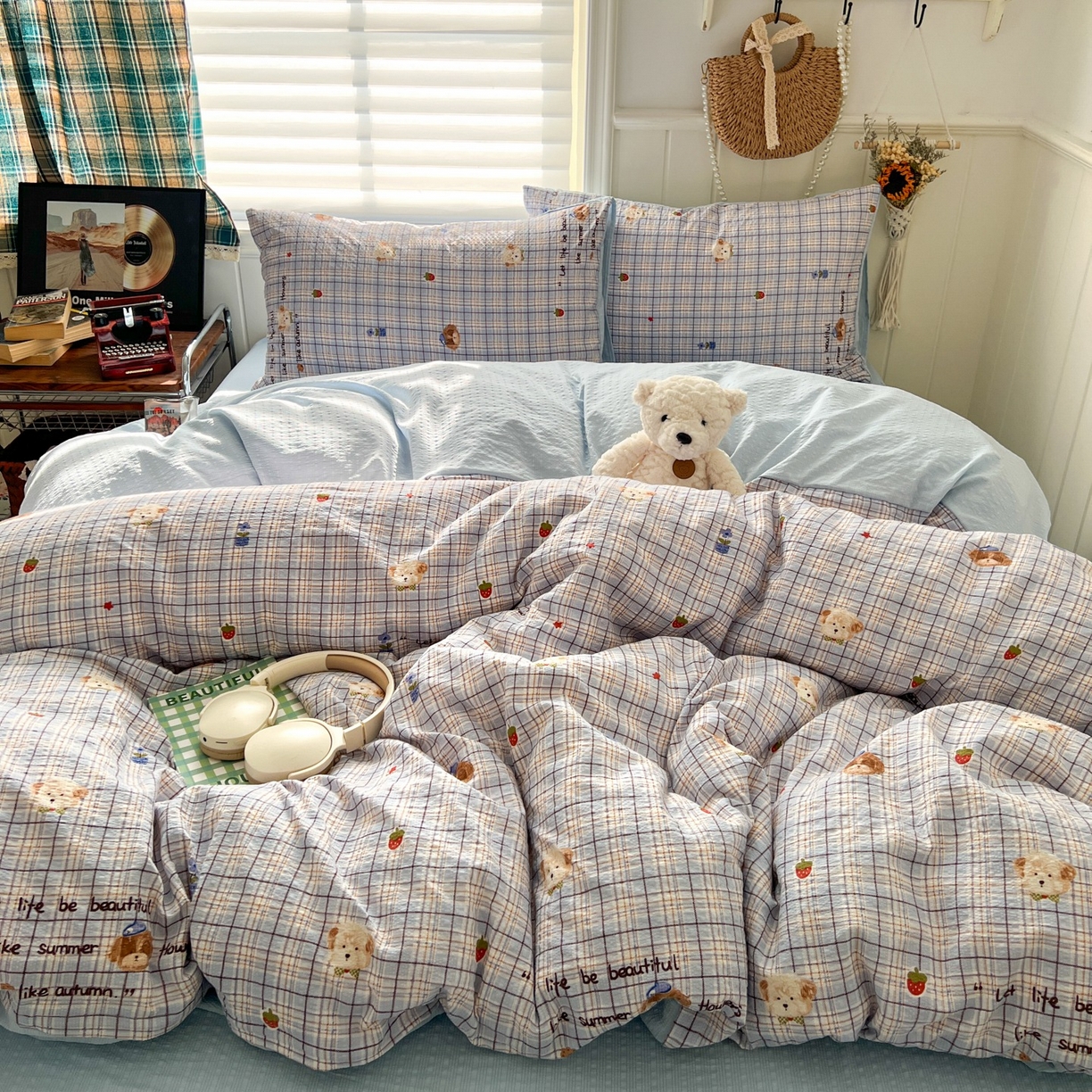 91家纺网 家纺一手货源 找家纺 水木坊 2026春夏新款高品质泡芙普通款四件套 四季狗