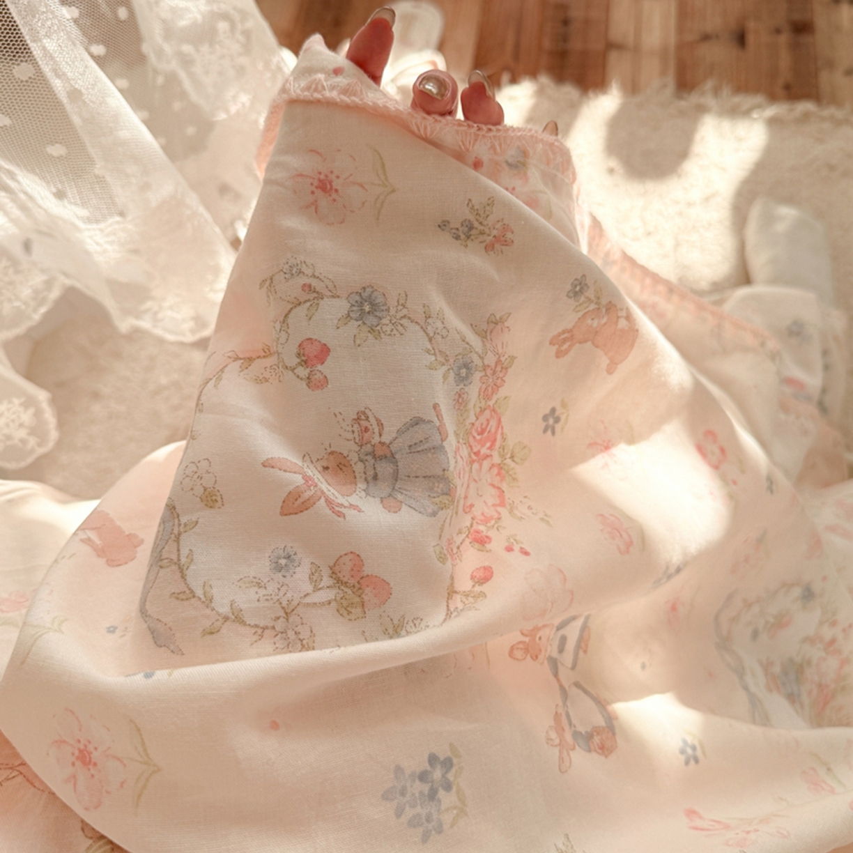 91家纺网 家纺一手货源 找家纺 暖阳 2026新款全棉纯棉双层纱夏季毯盖毯毯子 花境布偶