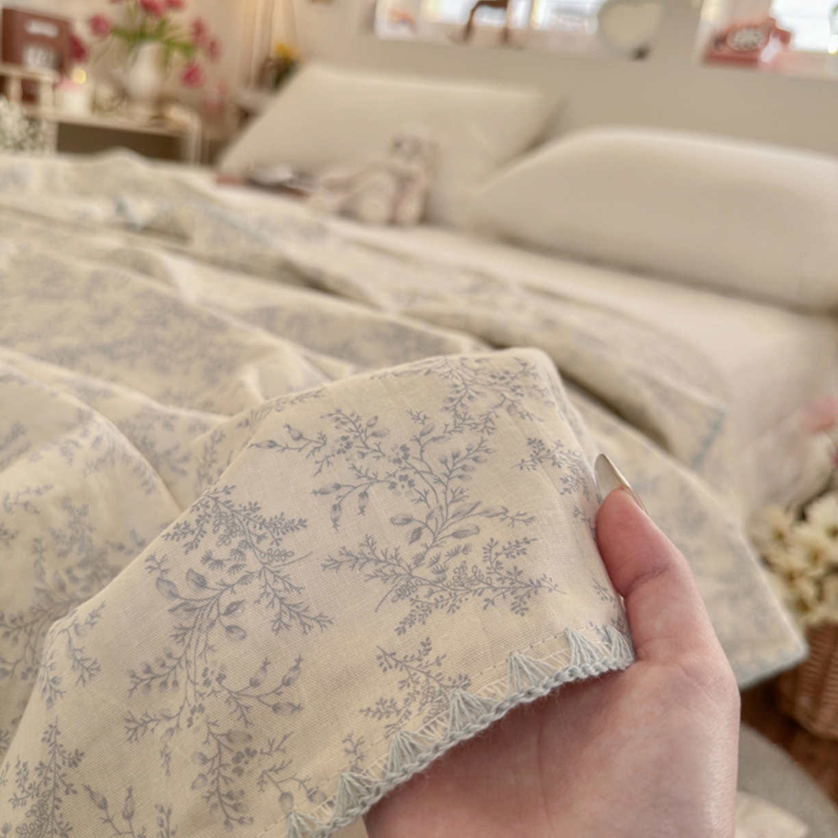 91家纺网 家纺一手货源 找家纺 暖阳 2026新款全棉纯棉双层纱夏季毯盖毯毯子 瑞莎蓝