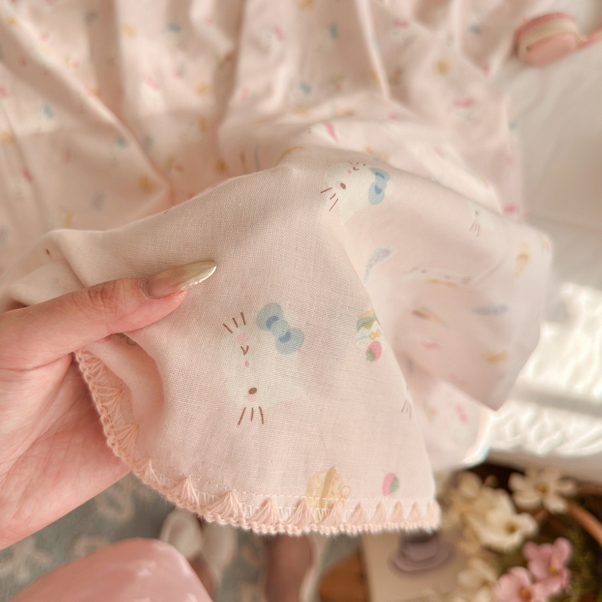 91家纺网 家纺一手货源 找家纺 暖阳 2026新款全棉纯棉双层纱夏季毯盖毯毯子 月铃喵喵