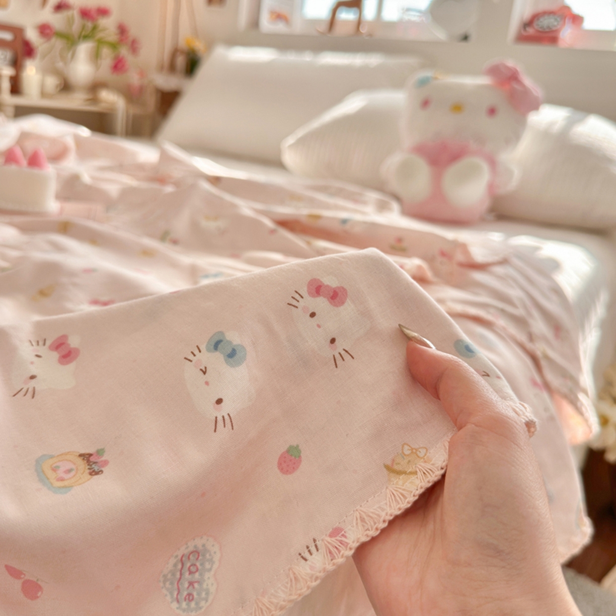 91家纺网 家纺一手货源 找家纺 暖阳 2026新款全棉纯棉双层纱夏季毯盖毯毯子 月铃喵喵