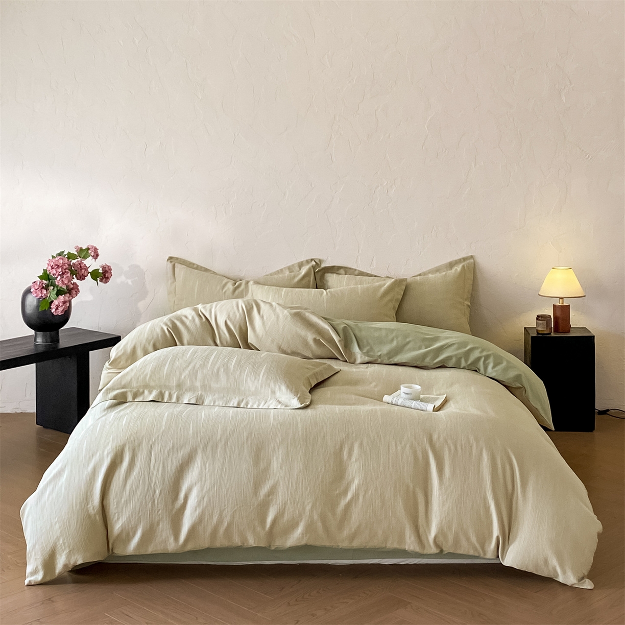 91家纺网 家纺一手货源 找家纺 笙意家纺 2026新款A版60浮雕提花B版40全棉四件套 佐冉-浅茶色