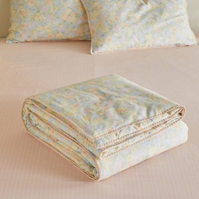 91家纺网 家纺一手货源 找家纺 暖阳 2026新款全棉贝壳边棉花夏被夏凉被空调被 栀子花语