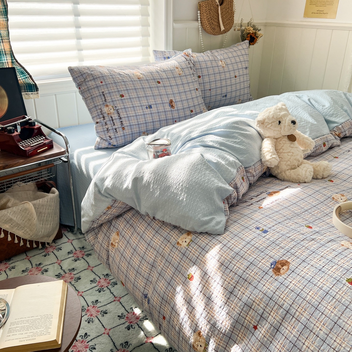 91家纺网 家纺一手货源 找家纺 水木坊 2026春夏新款高品质泡芙普通款四件套 四季狗