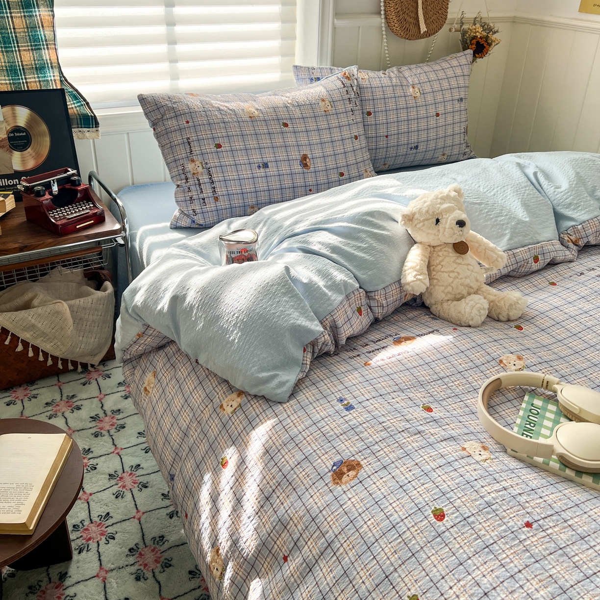 91家纺网 家纺一手货源 找家纺 水木坊 2026春夏新款高品质泡芙普通款四件套 四季狗