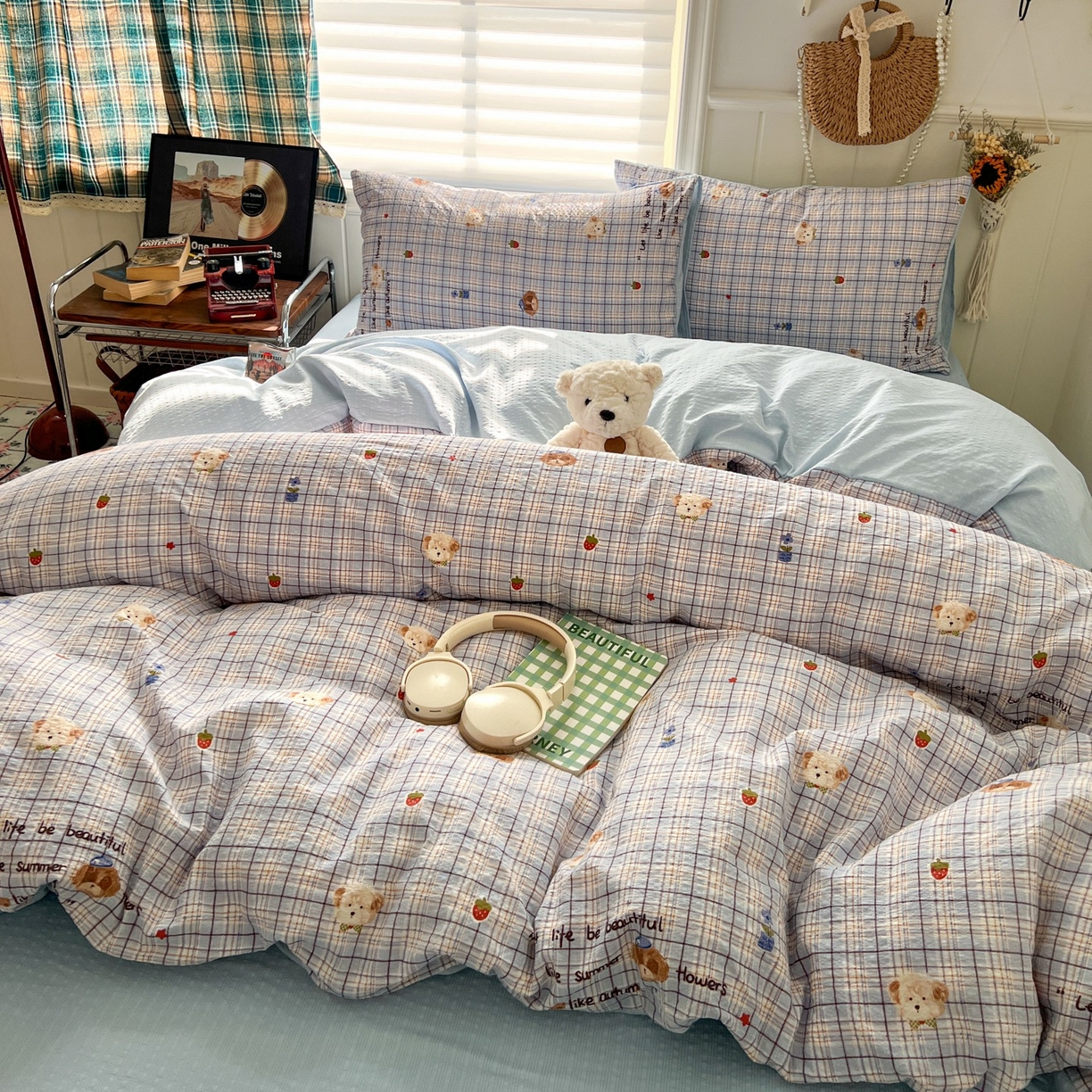 91家纺网 家纺一手货源 找家纺 水木坊 2026春夏新款高品质泡芙普通款四件套 四季狗