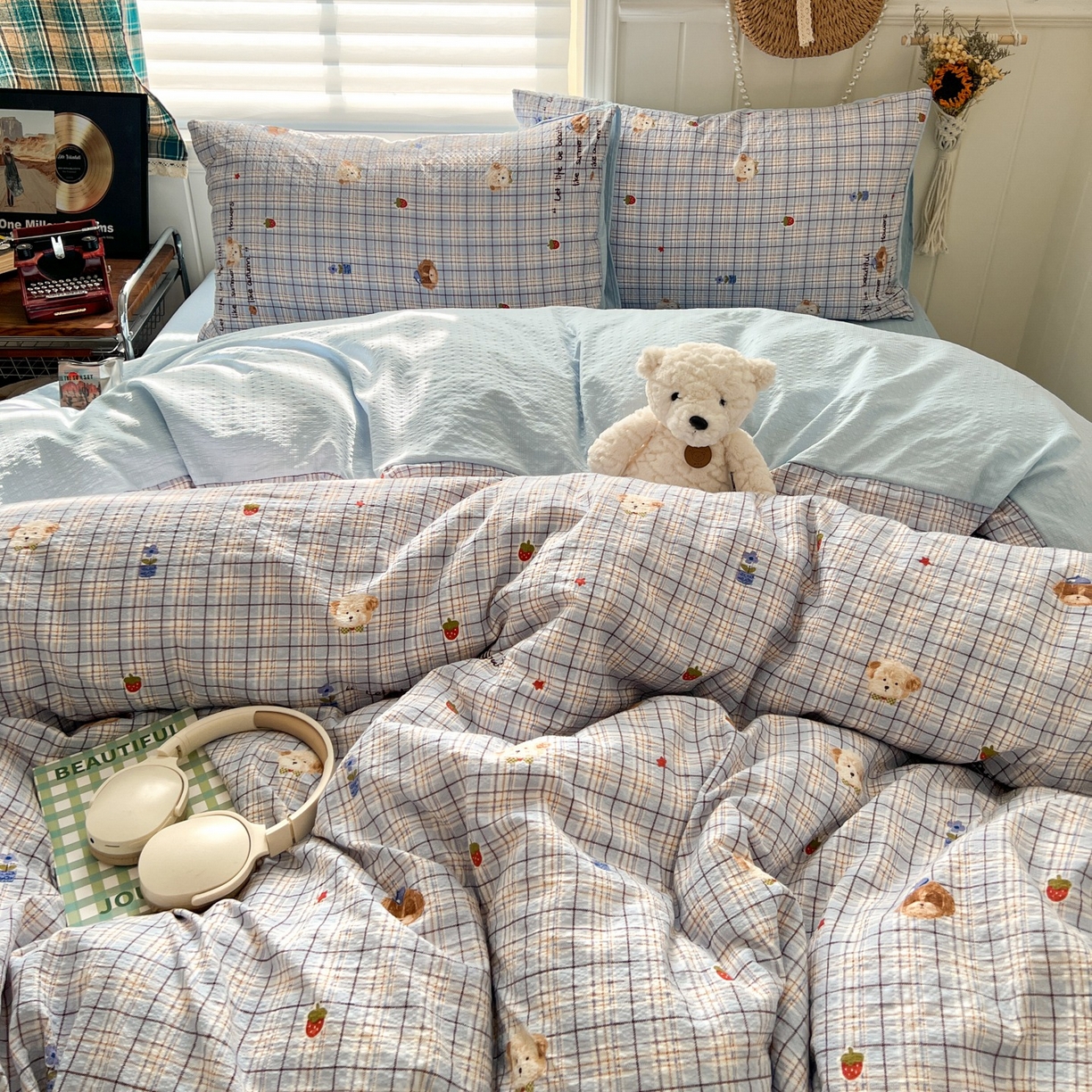 91家纺网 家纺一手货源 找家纺 水木坊 2026春夏新款高品质泡芙普通款四件套 四季狗