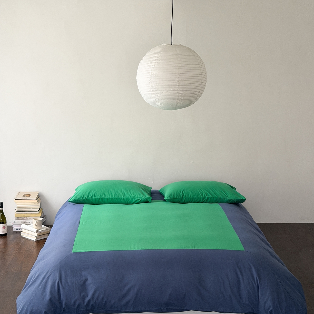 91家纺网 家纺一手货源 找家纺 小春日和 2026新款设计师款纯色拼角纯棉四件套全棉简约风被套纯色床单加大被套1.8床笠无印风四件套 曼彻斯特