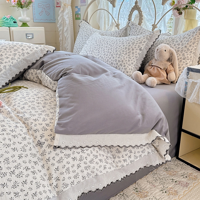 91家纺网 家纺一手货源 找家纺 莉莉安家纺 2026新款古法水洗云感棉印花四件套 古法-蝶影