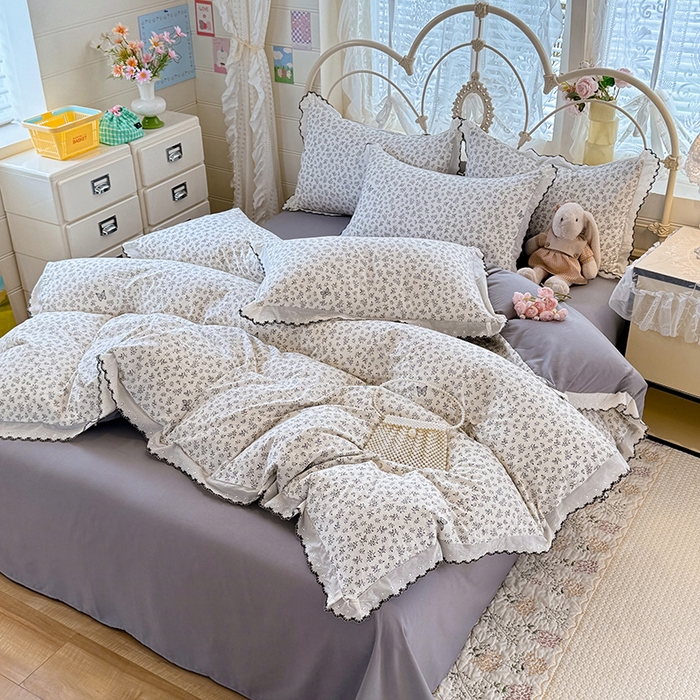 91家纺网 家纺一手货源 找家纺 莉莉安家纺 2026新款古法水洗云感棉印花四件套 古法-蝶影