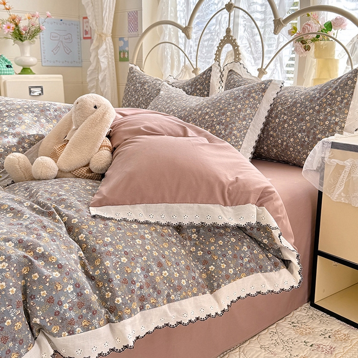 91家纺网 家纺一手货源 找家纺 莉莉安家纺 2026新款古法水洗云感棉印花四件套 古法-花甸