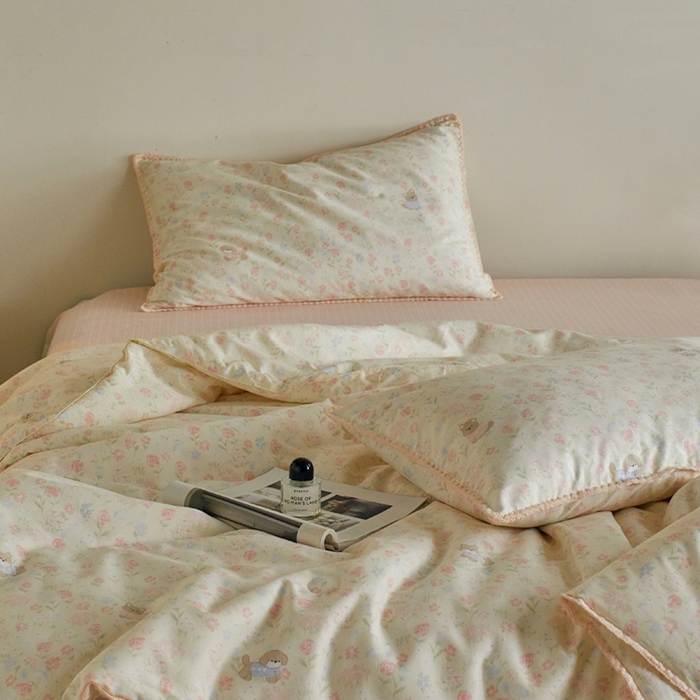 91家纺网 家纺一手货源 找家纺 暖阳 2026新款全棉贝壳边棉花夏被夏凉被空调被 花丛萌宠