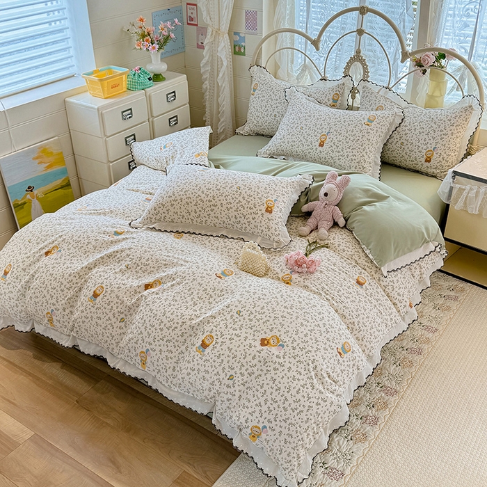 91家纺网 家纺一手货源 找家纺 莉莉安家纺 2026新款古法水洗云感棉印花四件套 古法-马戏团